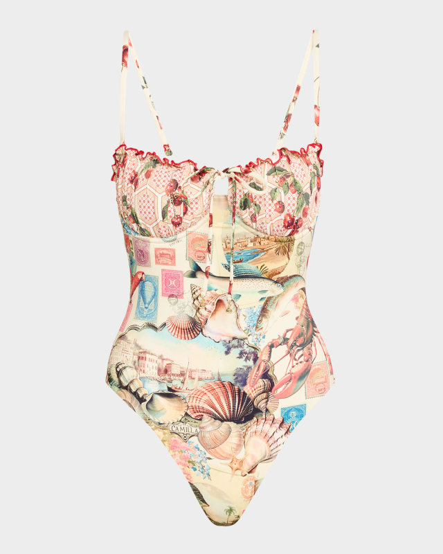 Notes From the Road Ruched Underwire One-Piece Swimsuit